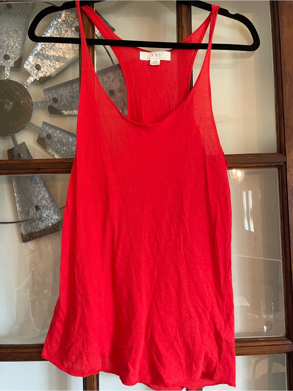 Essentials Red Scoop Neck Tank Top